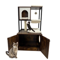 Angolo per gatti Garvee con lettiera, casetta in legno, tiragraffi, amaca, marrone, per angoli del soggiorno