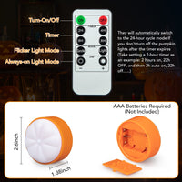 Luci di zucca di Halloween Garvee, set da 6, LED tremolanti, a batteria con telecomando, per giardino e casa, arancione