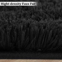 Tappeto rotondo Garvee Fluffy 3'3,3" per cameretta dei bambini, morbido velluto a pelo lungo, nero, antiscivolo, arredamento per soggiorno e camera da letto