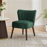 Sedia moderna da soggiorno Garvee in velluto con piedini regolabili, gambe ergonomiche in legno, verde, per soggiorno e sala da pranzo - verde