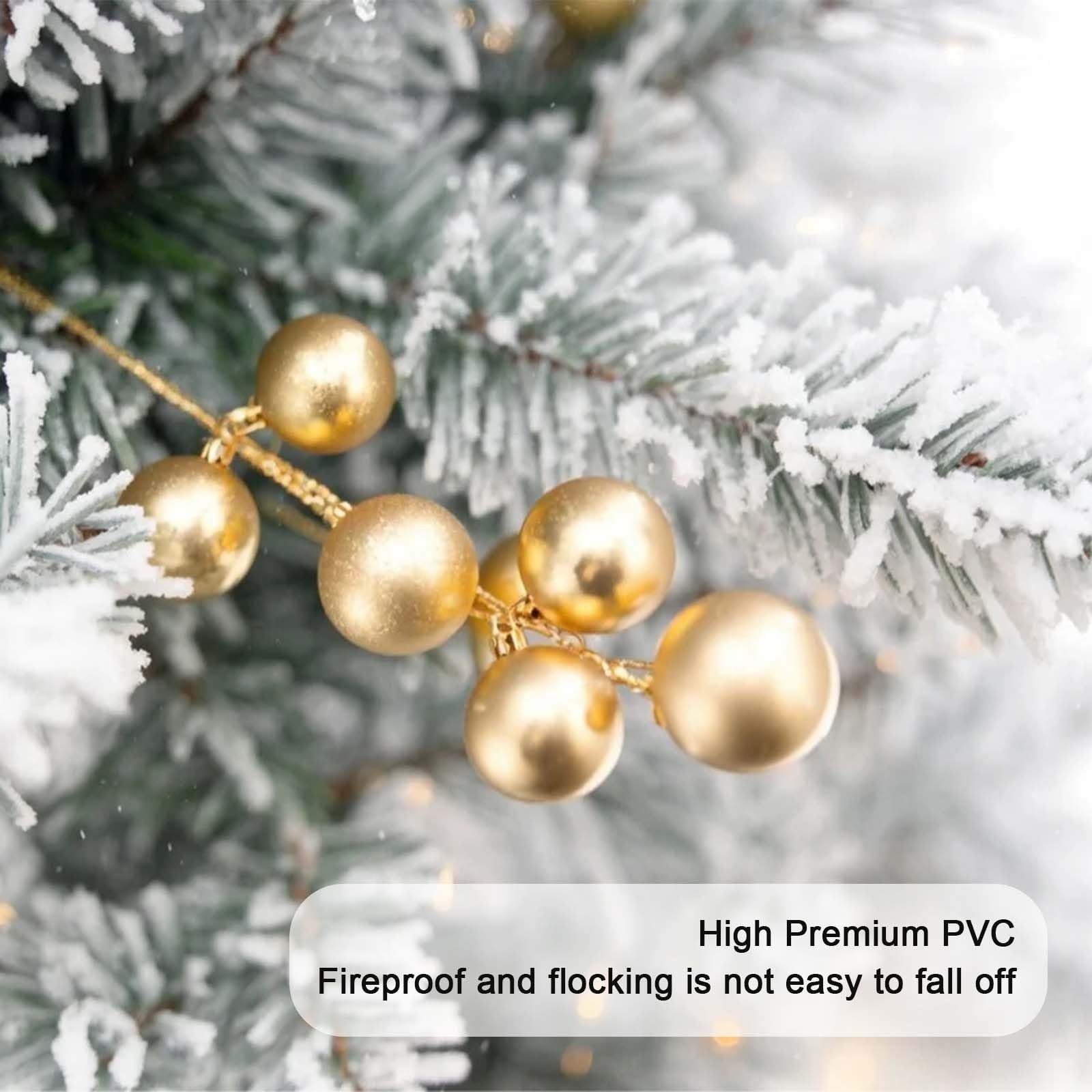 Garvee Set di 2 pezzi Albero di Natale artificiale da 75 cm con luci a LED e bacche rosse per decorazioni natalizie, floccato, stabile, bianco invernale e rosso