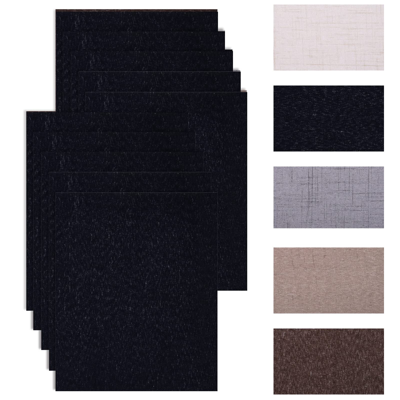 Toppe autoadesive in lino Garvee, toppe colorate per riparazioni per decorare vestiti e divani, 20,3 x 22,9 cm, nero, 10 pezzi