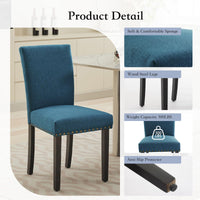 Set 2 sedute Pranzo Garvee, ergonomiche, imbottite, in tessuto di Lino, Blu Scuro, per soggiorno e sala da Pranzo