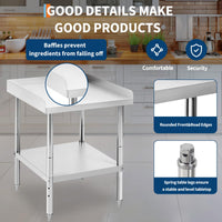 Tavolo da barbecue in acciaio inossidabile Garvee, altezza regolabile, 12x24x30 pollici, capacità di carico di 400 libbre, certificato NSF, per uso commerciale e domestico, struttura robusta, Argento