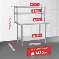 Tavolo da lavoro in acciaio inox Garvee – Regolabile, antiruggine, dimensioni complessive 76x61x138 cm, capacità di carico 662 kg per officina e cucina