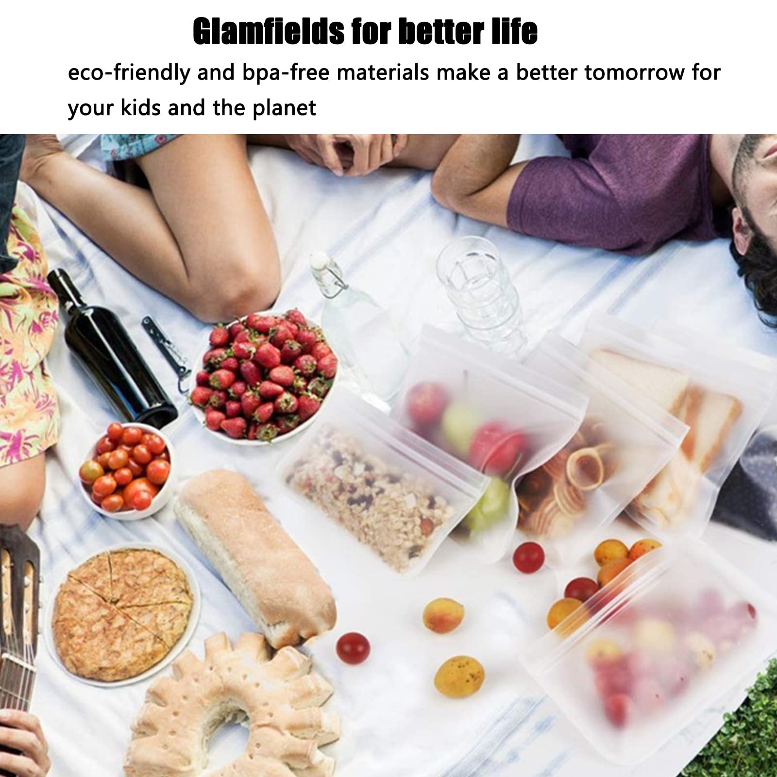 Sacchetti per alimenti riutilizzabili Garvee, set da 6 pezzi, senza BPA, per cucina e conservazione, adatti al congelatore, versatili