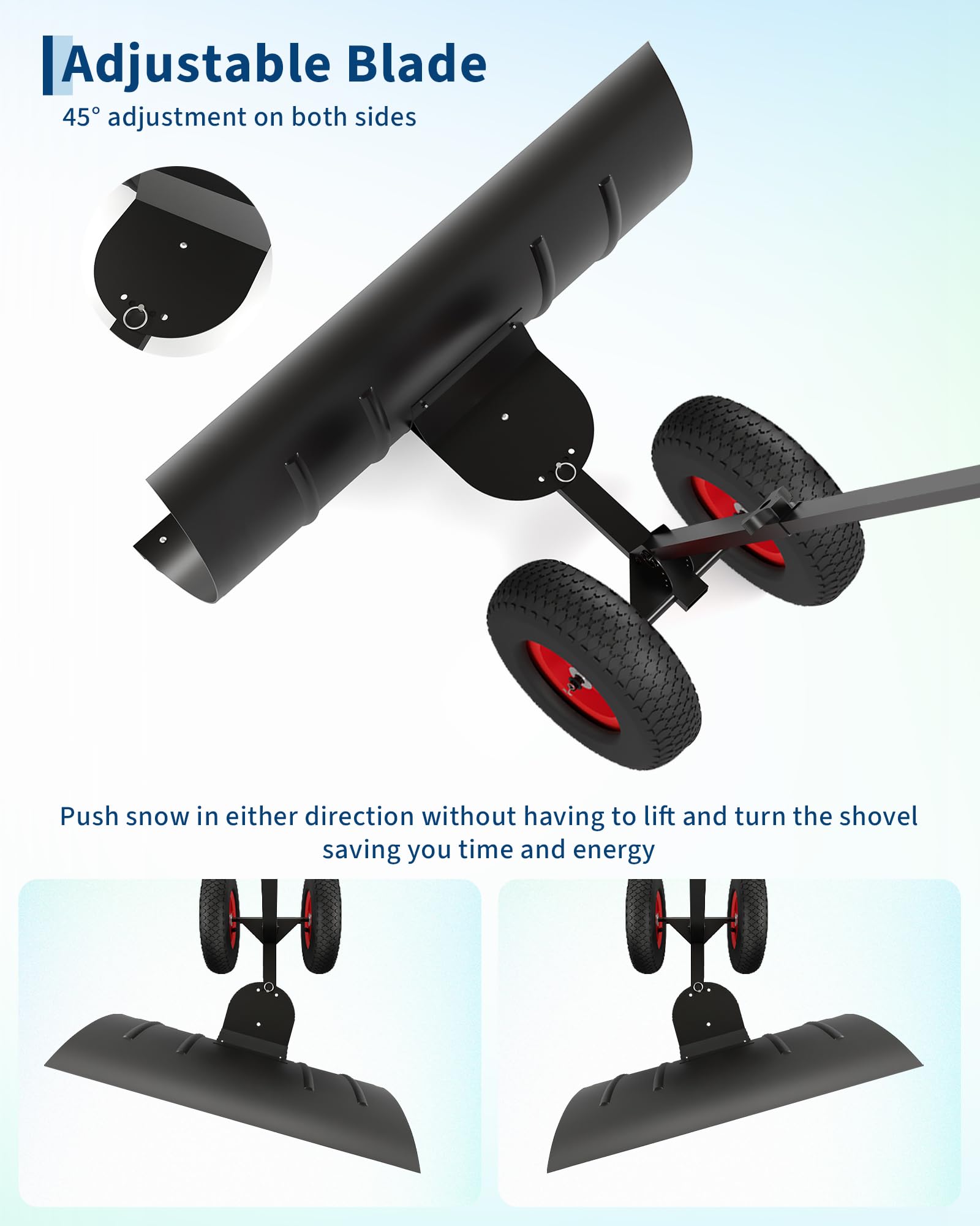 Pala da neve Garvee 74x42cm – regolabile in altezza in 5 posizioni, in metallo, per giardino, vialetti e vialetti d’accesso in inverno.