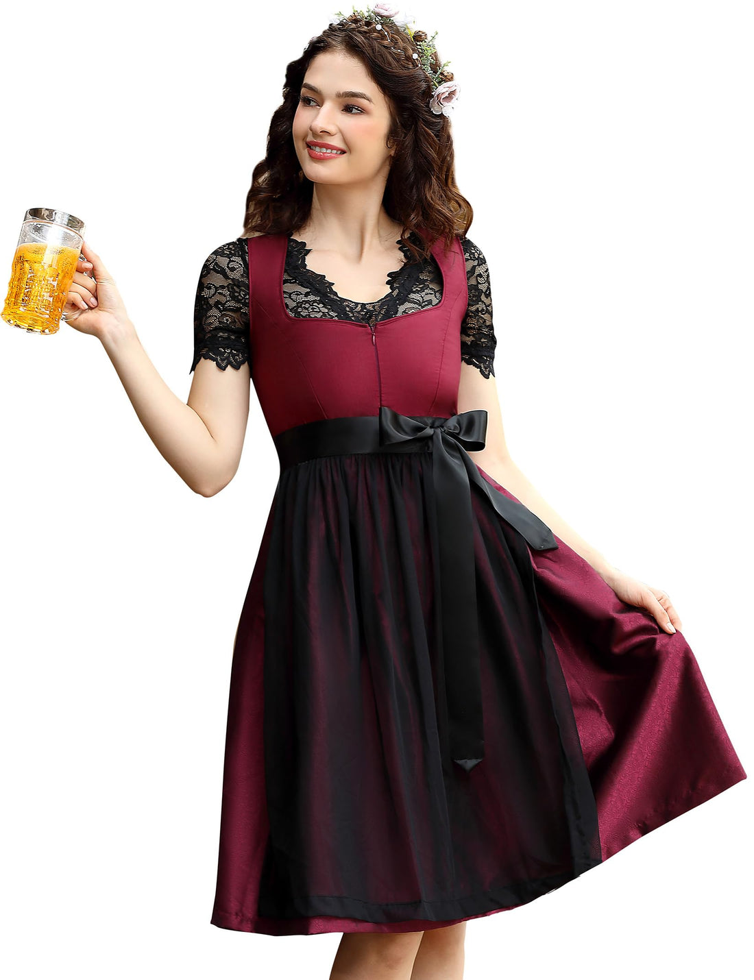 Abito midi da donna Garvee, abito tradizionale in costume, set da 3 pezzi, abito tradizionale in costume con un tocco moderno, taglia 48