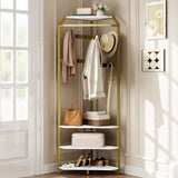 Garvee Appendiabiti Angolare Con Panca Scarpe 6 Ganci Doppio, Legno, Organizer Salvaspazio Per Ingresso E Camera, Design Anti-Ribaltamento
