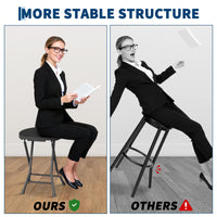 Sgabello pieghevole Garvee con maniglia, portatile, capacità di carico di 600 libbre, piedini antiscivolo, struttura in acciaio per campeggio e cucina, leggero e pieghevole, nero