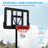 Canestro Basket Esterno Garvee Regolabile 5-10 Piedi per Festa del Papà - Pannello Infrangibile PVC 44" Telaio PE e Pali Acciaio Inossidabile, Portatile Giardino Parco