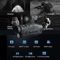 Monoculare Garvee con illuminatore a infrarossi con zoom digitale 5x per osservazione notturna, compatto e robusto, qualità HD