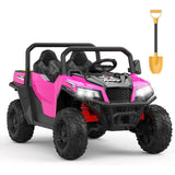 Auto elettrica GARVEE a 2 posti con telecomando 2.4G, auto elettrica da 24 V, auto elettrica 4x4 per bambini con telecomando, auto elettrica con musica e luci, 3 velocità per bambini dai 3 anni in su - Rosa