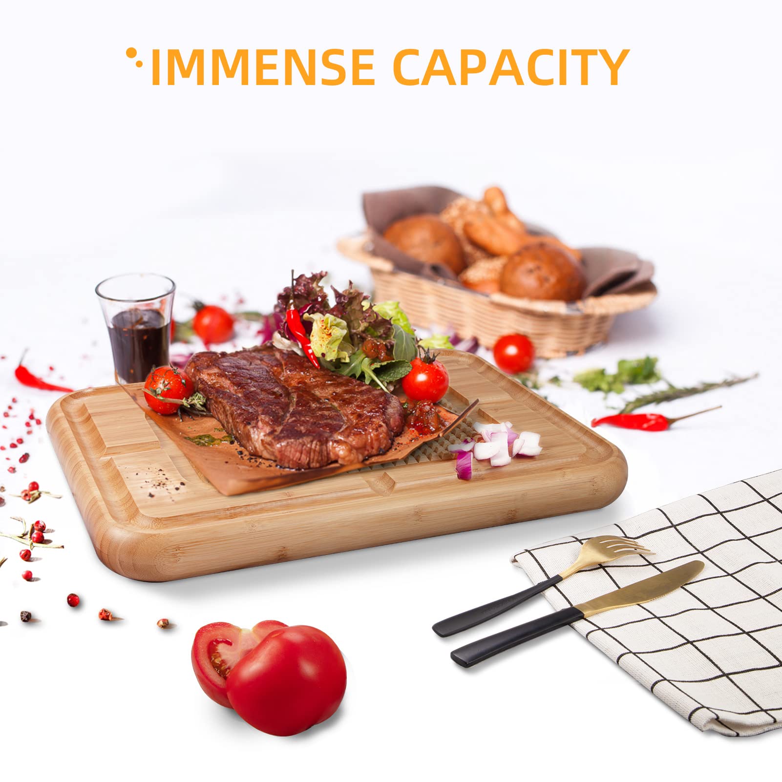 Tagliere Garvee Pyramid Tip in bambù carbonizzato bifacciale per cucina e griglia stabile e versatile