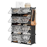 Garvee Organizer Scarpe 6 Ripiani Espandibile 24 Paia, Design Salvaspazio Slim, 2 Ganci, Plastica PP Resistente, Per Ingresso e Armadio - Black