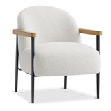 Garvee Sedia d'Accento Mid-Century in Tessuto Teddy con Telaio in Metallo, Braccioli in Legno, Piedini Regolabili per Soggiorno e Camera, Comfort Elevato, Design Elegante