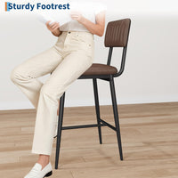 Set di 2 sgabelli da bar Garvee in similpelle, imbottitura spessa, gambe in metallo per cucina e isola bar, 25,6 pollici, nero