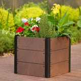 Garvee Letto Da Giardino Rialzato 48x48x43 cm In Composito Eco-Friendly Con Drenaggio Superiore, Struttura Rinforzata E Angoli Antiruggine Per Orto E Patio, Legno Naturale