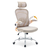 Garvee Sedia da Ufficio Ergonomica con Supporto Lombare, Braccioli Ribaltabili, Struttura in Metallo, Sedile Larghezza Ampia, Mesh Traspirante, Regolabile per Studio e Ufficio, Nero - Bianco
