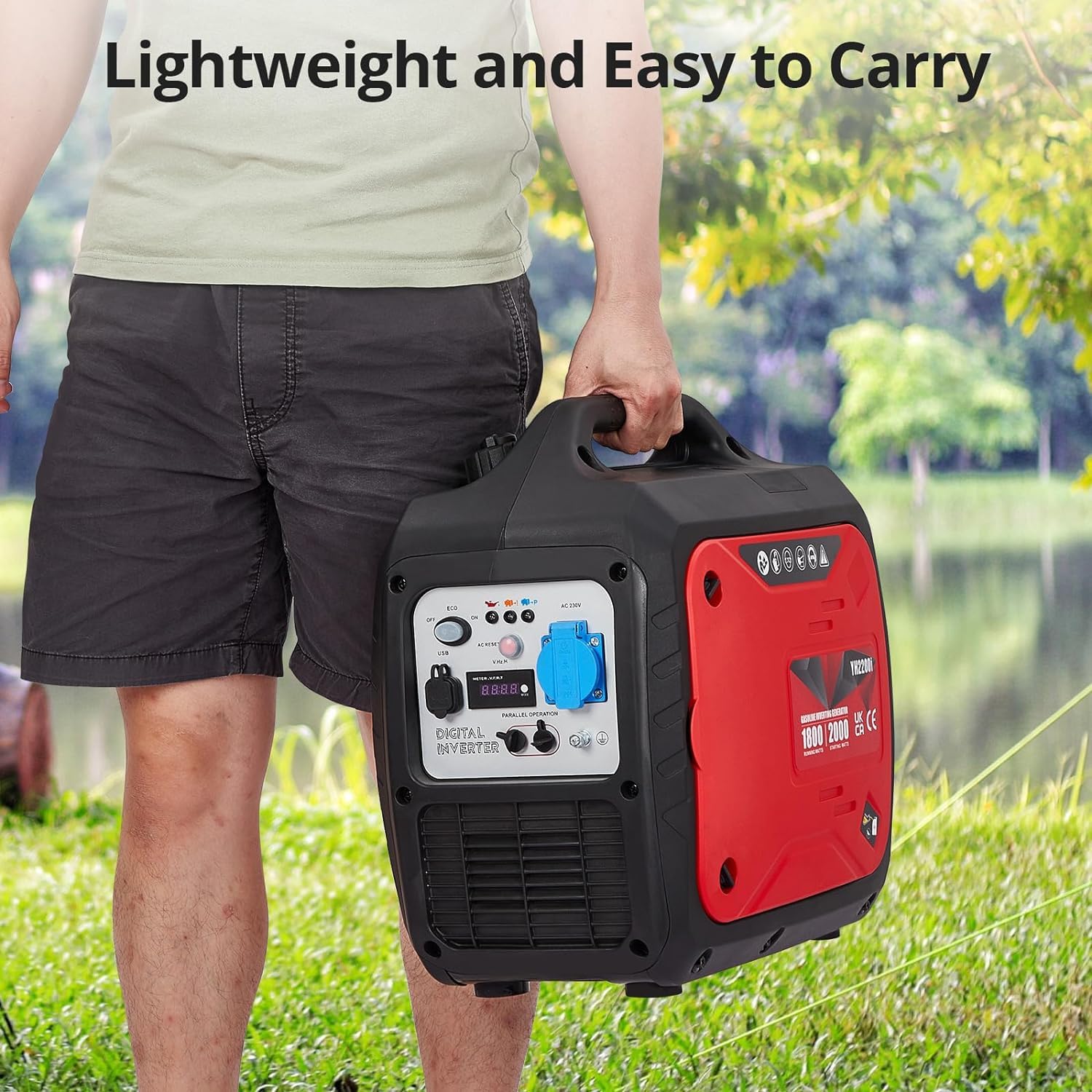 Centrale elettrica portatile GARVEE da 2000 W, generatore di corrente mobile, accumulatore di energia portatile, presa impermeabile, adatta per campeggio all'aperto, camper, uso di emergenza