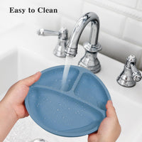Piatti in silicone Garvee Baby, tovagliette antiscivolo per bambini con ventose, senza BPA, per bambini piccoli, 3 pezzi, blu, verde, grigio