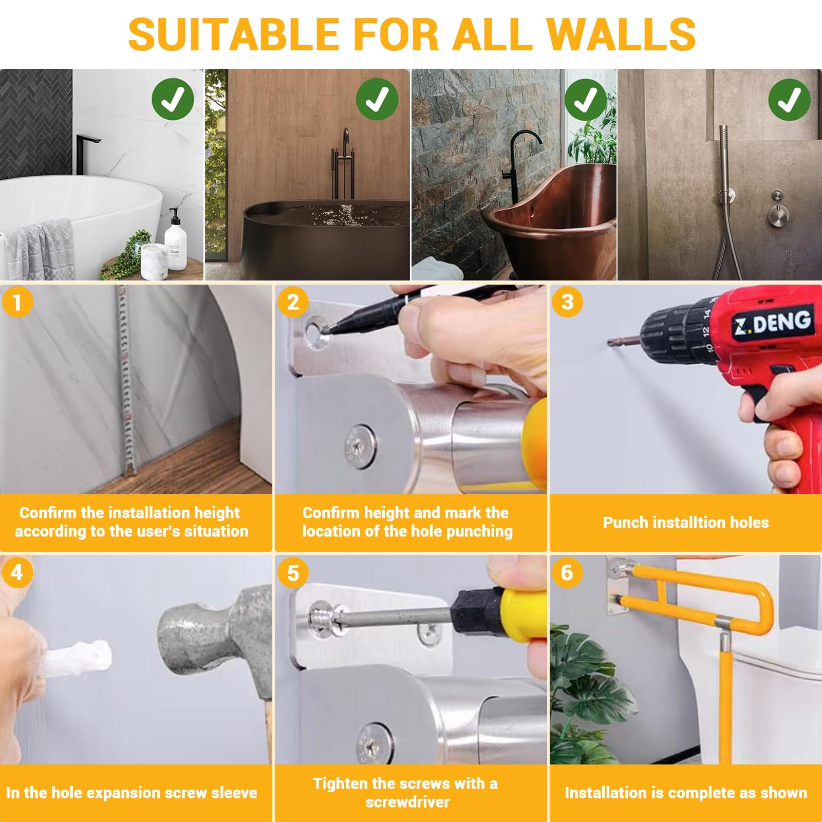 Barra di sostegno per WC Garvee per anziani, pieghevole, antiscivolo, capacità di carico 150 kg, maniglia di supporto per WC per disabili