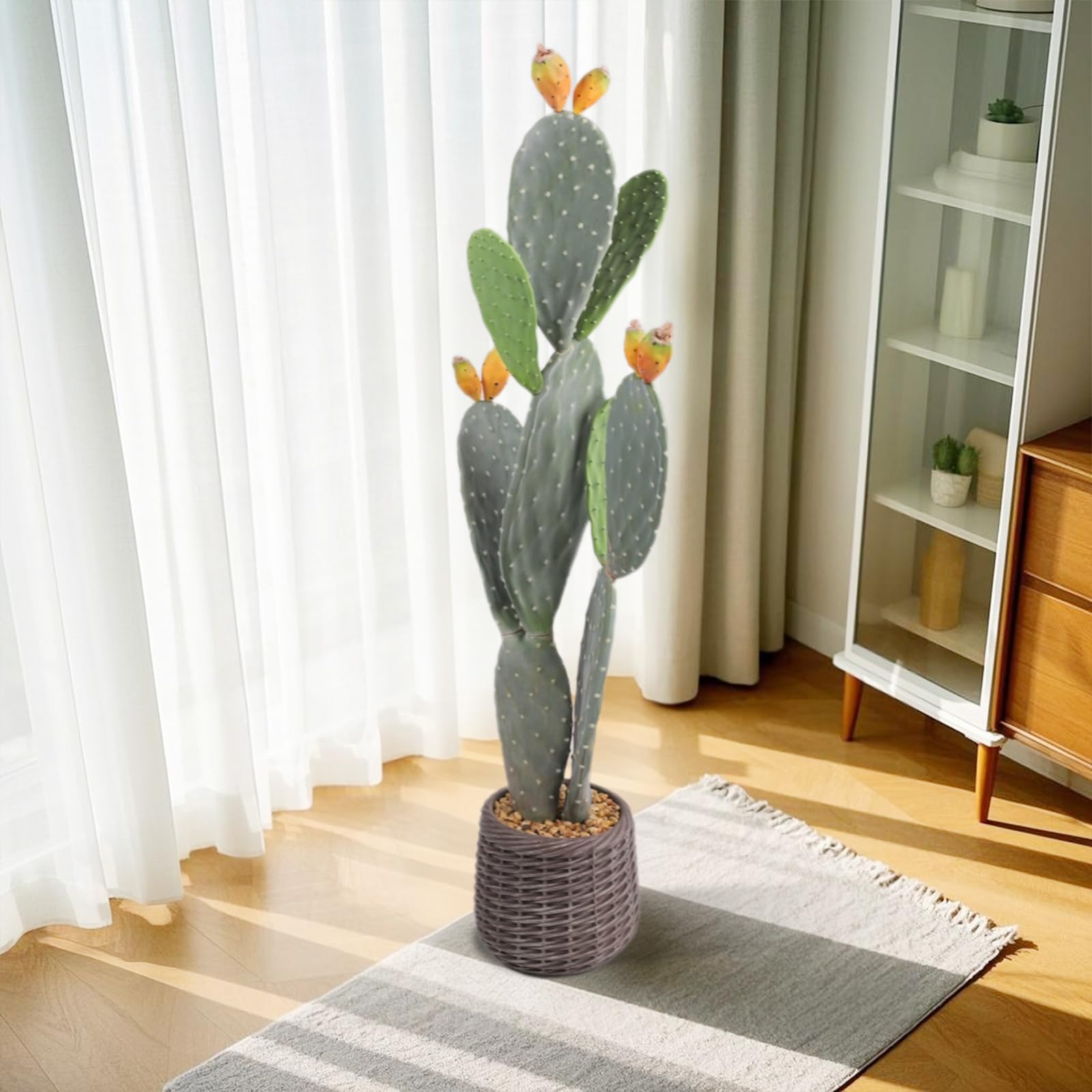 Cactus artificiale Garvee da 42" in materiale EVA, facile da pulire, durevole, vaso in PP stabile per uso interno ed esterno, realistico, nero