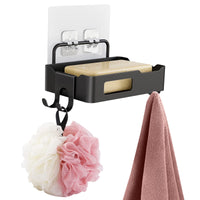 Portasapone da parete Garvee con gancio, acciaio inossidabile, impermeabile, antiruggine, per bagno e cucina, 12,5x8,5x3 cm, nero