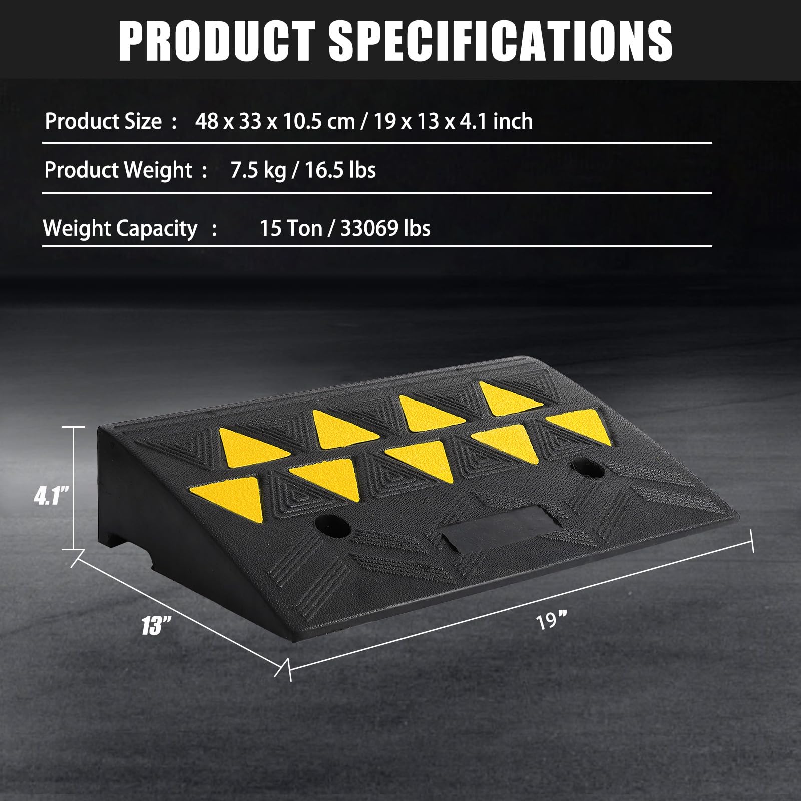 Rampa in gomma per impieghi gravosi Garvee, capacità di carico di 15 tonnellate, con protezione per cavi, per garage e area di carico, altezza 4,1", antiscivolo, resistente ai raggi UV