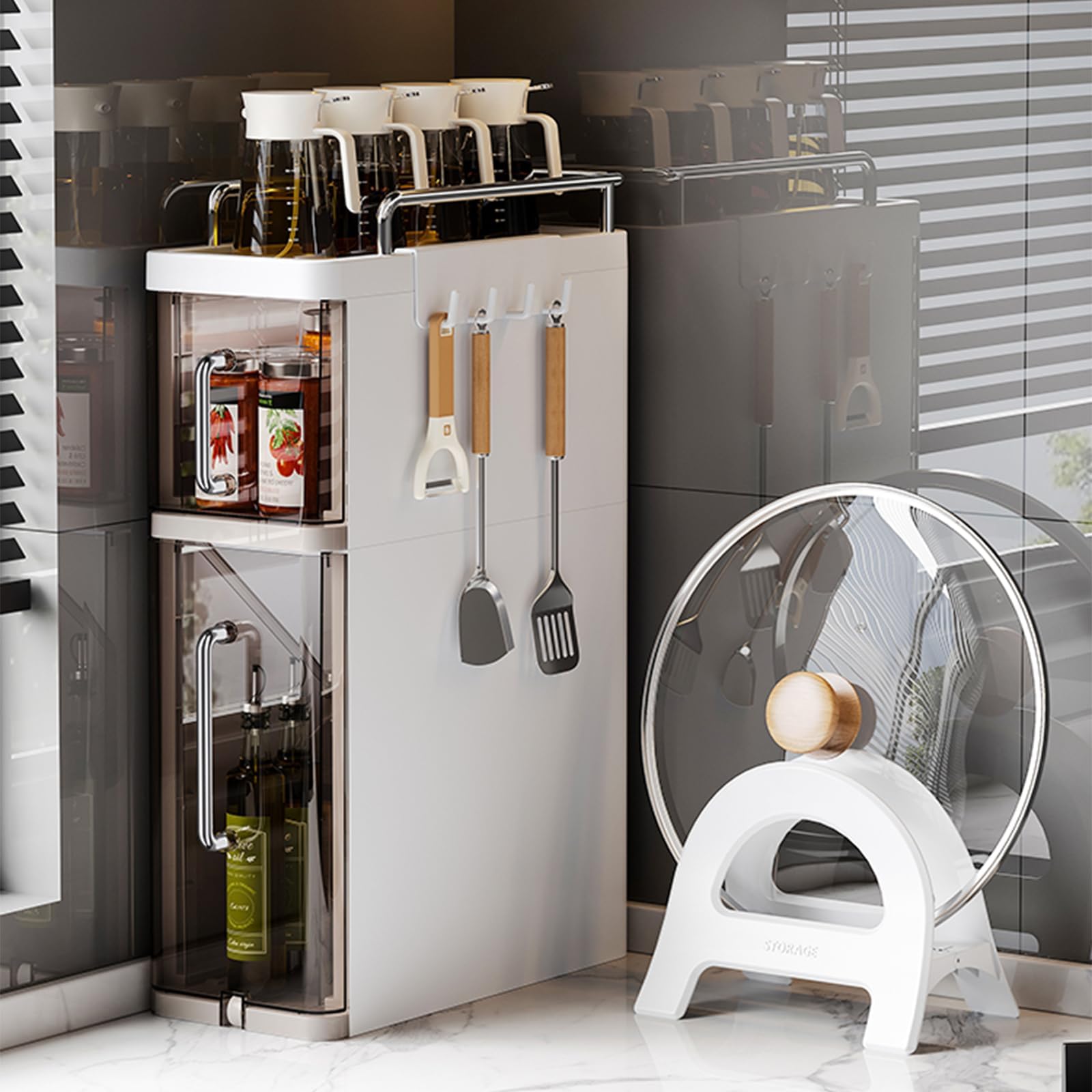 Porta spezie Garvee a 3 ripiani con cassetto, salvaspazio, robusto, per cucina e bagno, compatto, versatile