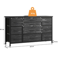 Cassettiera GARVEE con 10 cassetti, rivestimento in tessuto, per camera da letto, soggiorno, cameretta, corridoio, nera, versatile