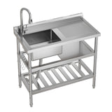 Garvee Lavello da Cucina Commerciale Autoportante 99 cm Faccettabile in Acciaio Inox, Vasca Singola Profonda, Rubinetto Girevole, Ripiani per Ristoranti Interno/Esterno