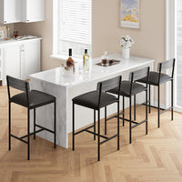 Set di 2 ripiani nel bar Garvee con binari e poggiapiedi, imbottiti, robusti MDF e acciaio, grigio rustico, per cucina isola e bar