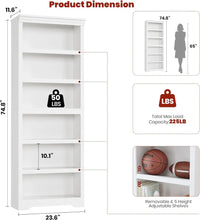 Garvee Libreria Rustica Alta 75" in MDF con 2-6 Ripiani Regolabili, Anti-Ribaltamento, Multiuso per Soggiorno e Studio, Design Elegante, Colore Neutro