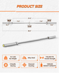 Bilanciere Olimpico Garvee 7 Piedi per Festa del Papà | 1000 Libbre, Impugnatura Precisione, Acciaio Giapponese Cromato, Palestra Domestica 2"