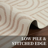 Tappeto Garvee lavabile a pelo corto 80x150 beige per soggiorno, camera da letto, sala da pranzo, cucina, corridoio