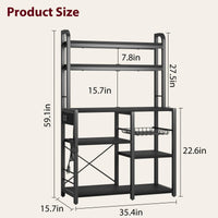 Scaffale Garvee Bakers a 5 ripiani con presa di corrente per cucina e bar, 35,41" L x 15,71" W x 59,12" H, nero, struttura in legno e metallo