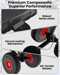 Pala da neve Garvee con ruote, lama in acciaio da 29", angolazione del manico regolabile, protezione in plastica, ergonomica, ruote in gomma da 9,3", per vialetti