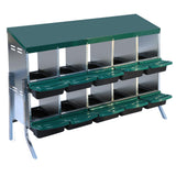 Garvee Scatola Nido per Pollame 10 Fori con Vassoio Raccolta Uova e Supporto, Ventilazione, Cortile, Salvaspazio, Facile Pulizia - Verde