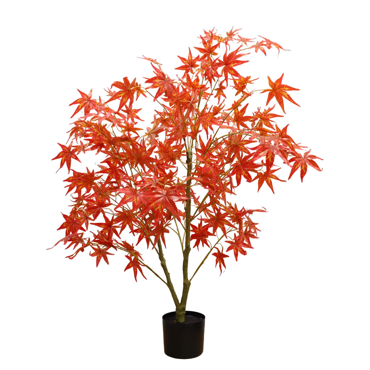 Albero di acero artificiale Garvee da 4 piedi con foglie autunnali, foglie morbide e setose, vaso di plastica per soggiorno e feste, 120 cm-180 cm, rosso