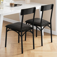 Set di 2 sedie da pranzo Garvee, in similpelle, ergonomiche, robuste, in MDF e acciaio, per cucina e appartamento, 47 cm di lunghezza x 43 cm di larghezza x 85 cm di altezza, nere