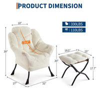 Sedia girevole Garvee con poggiapiedi, ergonomica, resistente, bianca, per soggiorno, ufficio, comoda