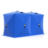 Tenda da pesca sul ghiaccio Garvee Pop-Up, tessuto Oxford 210D, isolata, antivento, per 6-8 persone, pesca invernale, con ancore e corde - Blu