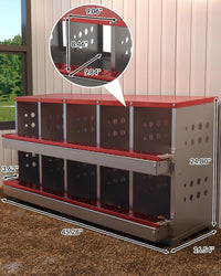 Nidi per polli in metallo Garvee, 10 fori, impermeabili, antiruggine, con ventilazione, trespolo per pollaio, durevoli