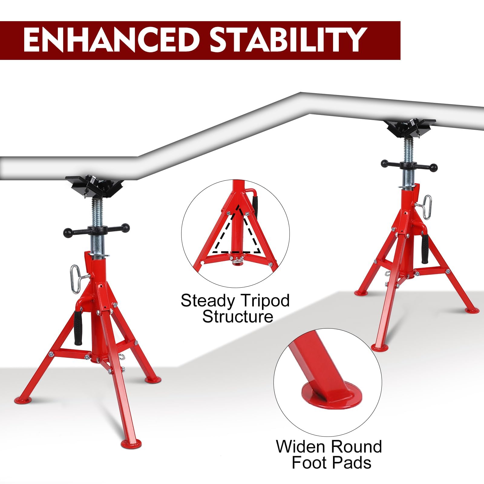 Supporto per tubi Garvee con testa a V con trasferimento a 2 sfere, altezza regolabile da 24 a 42 pollici, lega di alluminio, portatile