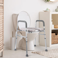 Sedile WC rialzato Garvee con telaio in alluminio, altezza regolabile, sedile imbottito, maniglie per anziani e disabili, 18-22 pollici, bianco