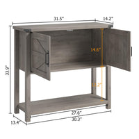 Tavolo consolle in legno Garvee Farmhouse con 2 ante per cucina e corridoio, 80x30x90 cm, grigio, robusto e multifunzionale