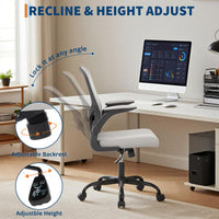 Sedia da ufficio ergonomica Garvee in rete con supporto lombare regolabile e braccioli pieghevoli per ufficio domestico, girevole a 360°, grigio