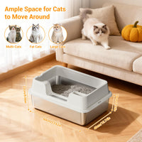 Garvee grande lettiera per gatti in acciaio inox da 34 litri semi-chiusa con tappetino antiscivolo per più gatti 60x40x22 cm bianco naturale