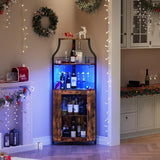 Regalo per vino Garvee ad angolo 5 ripiani con portabicchieri e porte a griglia metallica per cucina e bar, 50 bottiglie, MDF e metallo, angolo 90°, colore legno chiaro - Rustikales 1